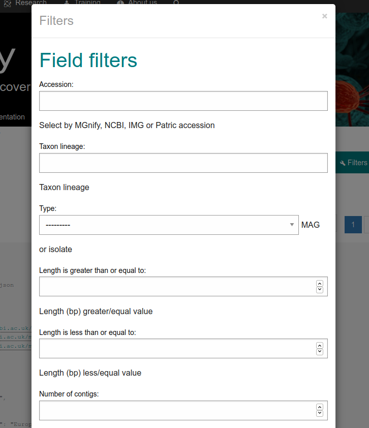 Endpoint filter menu